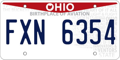 OH license plate FXN6354
