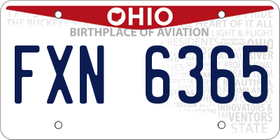 OH license plate FXN6365