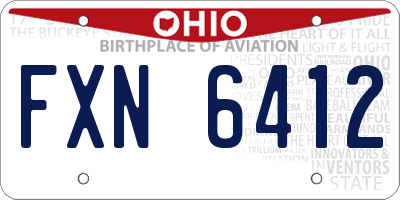 OH license plate FXN6412