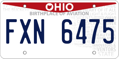 OH license plate FXN6475