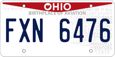 OH license plate FXN6476