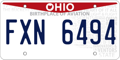 OH license plate FXN6494