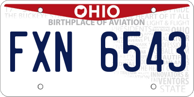 OH license plate FXN6543