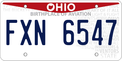 OH license plate FXN6547