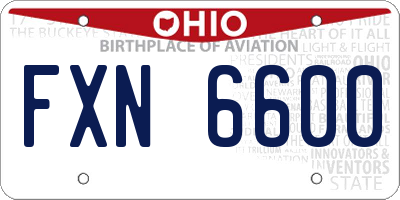 OH license plate FXN6600