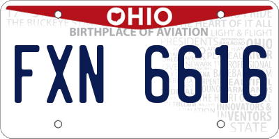 OH license plate FXN6616