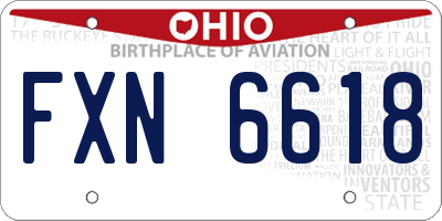 OH license plate FXN6618