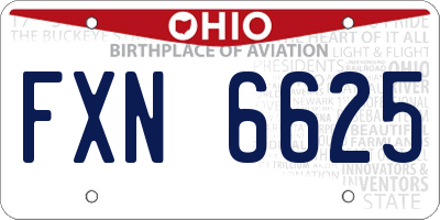 OH license plate FXN6625