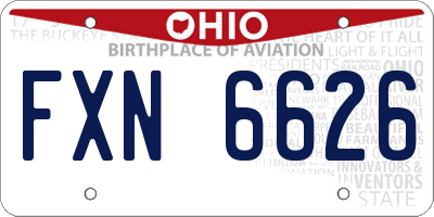 OH license plate FXN6626