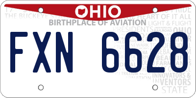 OH license plate FXN6628