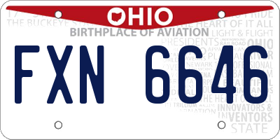 OH license plate FXN6646