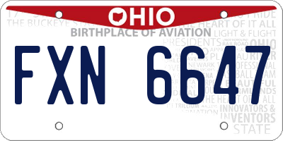 OH license plate FXN6647