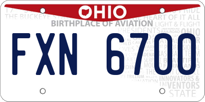 OH license plate FXN6700