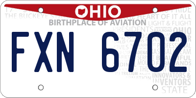 OH license plate FXN6702