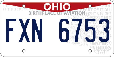 OH license plate FXN6753