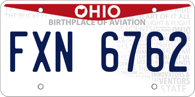 OH license plate FXN6762