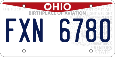 OH license plate FXN6780
