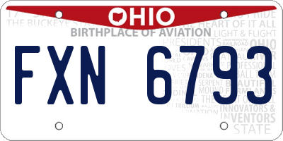 OH license plate FXN6793