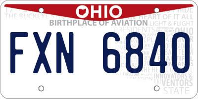 OH license plate FXN6840