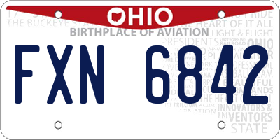 OH license plate FXN6842