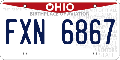 OH license plate FXN6867