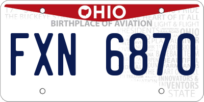 OH license plate FXN6870