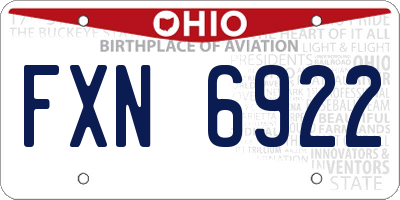 OH license plate FXN6922