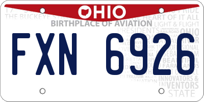 OH license plate FXN6926