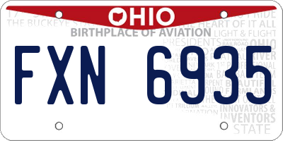 OH license plate FXN6935