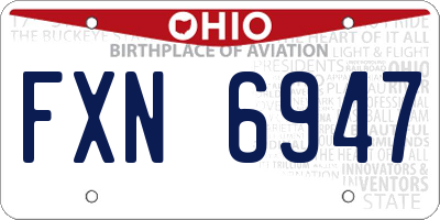 OH license plate FXN6947