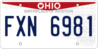 OH license plate FXN6981