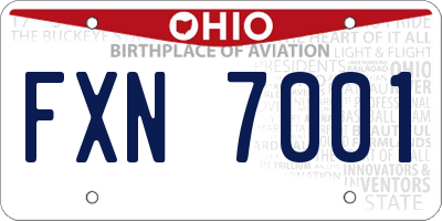 OH license plate FXN7001