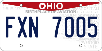 OH license plate FXN7005