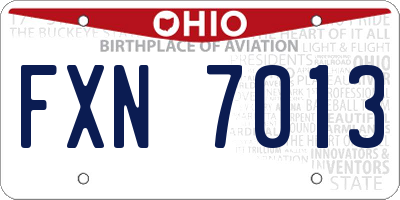 OH license plate FXN7013