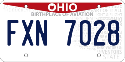 OH license plate FXN7028