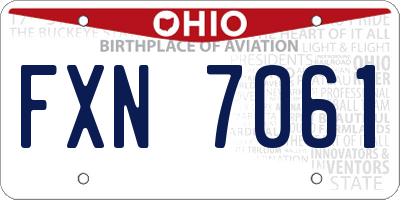OH license plate FXN7061