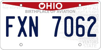 OH license plate FXN7062
