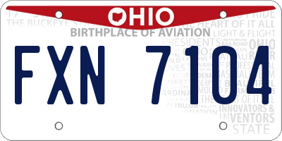 OH license plate FXN7104