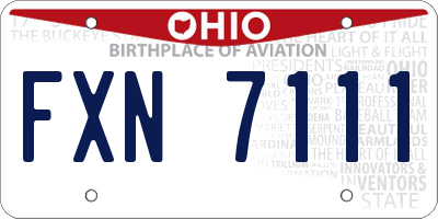 OH license plate FXN7111