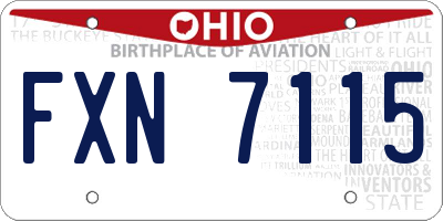 OH license plate FXN7115