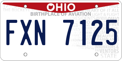 OH license plate FXN7125