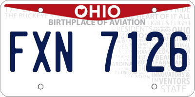 OH license plate FXN7126