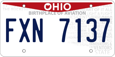 OH license plate FXN7137