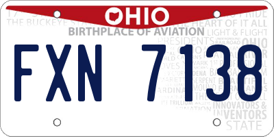 OH license plate FXN7138
