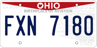 OH license plate FXN7180