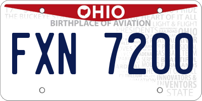 OH license plate FXN7200