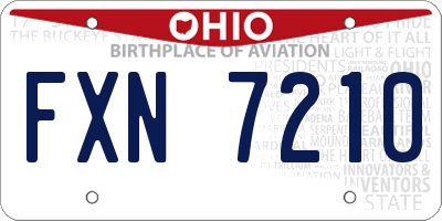 OH license plate FXN7210
