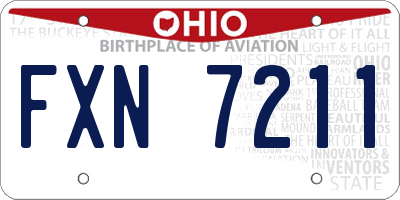 OH license plate FXN7211