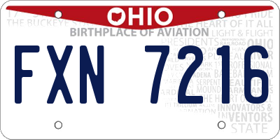 OH license plate FXN7216