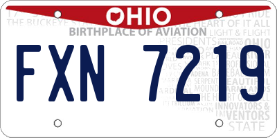 OH license plate FXN7219
